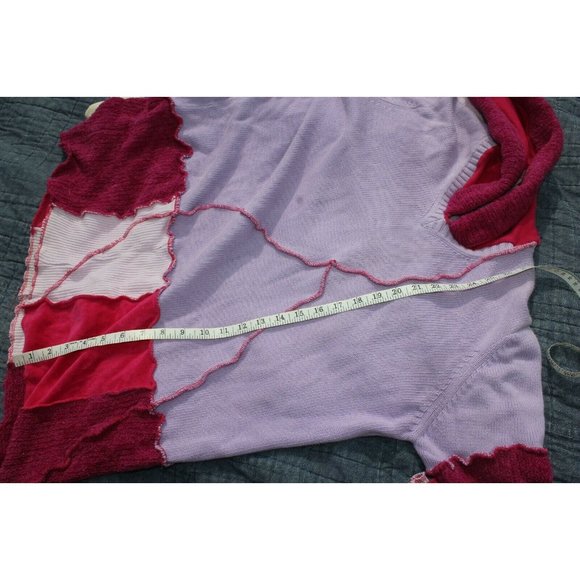 Upcycled Sweater Pink Red LL Bean Heavy XL/XXL 23" Bust Hooded Elven Fairy Boho - Picture 5 of 12